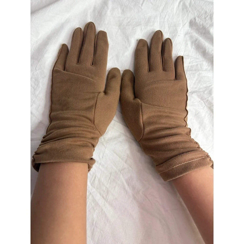 Vintage Tan Suede Gloves Women's Opera Length Elegant Evening Formal